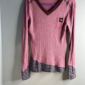 AllVance XL PurpleV-neck Cotton Pullover Sweater
